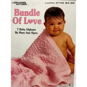 VTG Leisure Arts Crochet Booklet-Bundle Of Love 7 Baby Afghans Designs